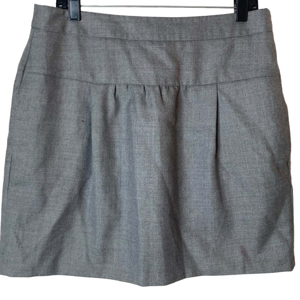Ann Taylor Loft Mini Skirt Womens 10 Wool Blend Pleated Gray